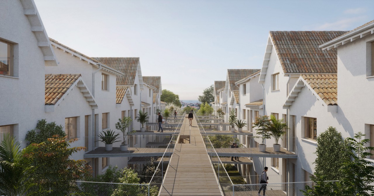 Logements et halle commerçante